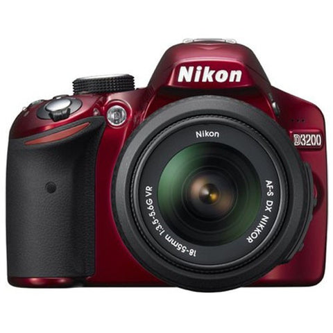 NIKON D D3200 DSLR Camera with 18-55 VR Lens, Red