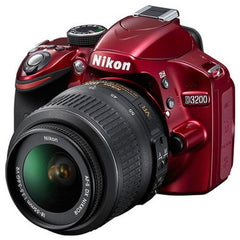 NIKON D D3200 DSLR Camera with 18-55 VR Lens, Red