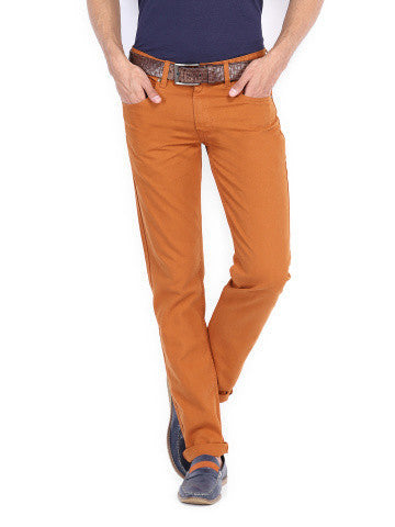 Peter England Men Rust Orange Slim Fit Jeans